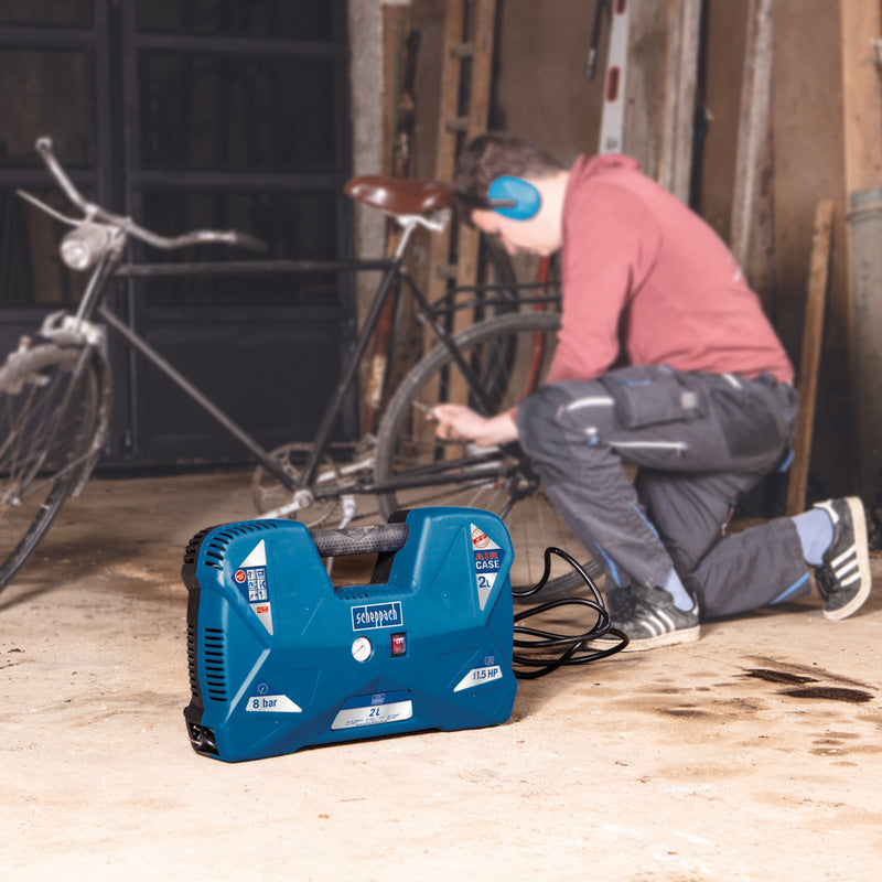  Scheppach Air Case 1100W 1.5hp 2L Oil Free Portable Air Compressor 240V