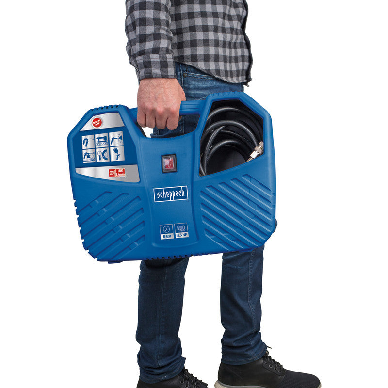  Scheppach Air Force 2 1100W 1.5hp 180L/Min Oil Free Portable Air Compressor 240V
