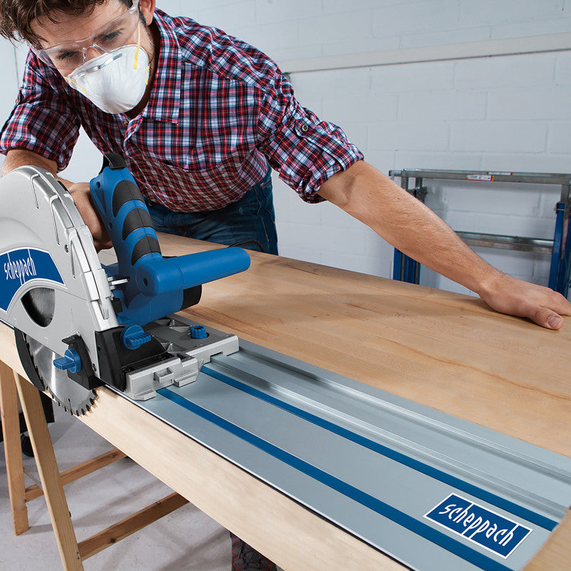  Scheppach PL75-P2 1600W 210mm Plunge Saw + 2 X 1400mm Guide Rails 230V