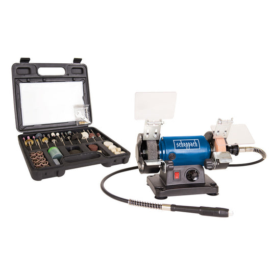  Scheppach HG34 120W 75mm Bench Grinder And Accessory Kit 230V