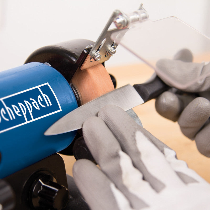  Scheppach HG34 120W 75mm Bench Grinder And Accessory Kit 230V